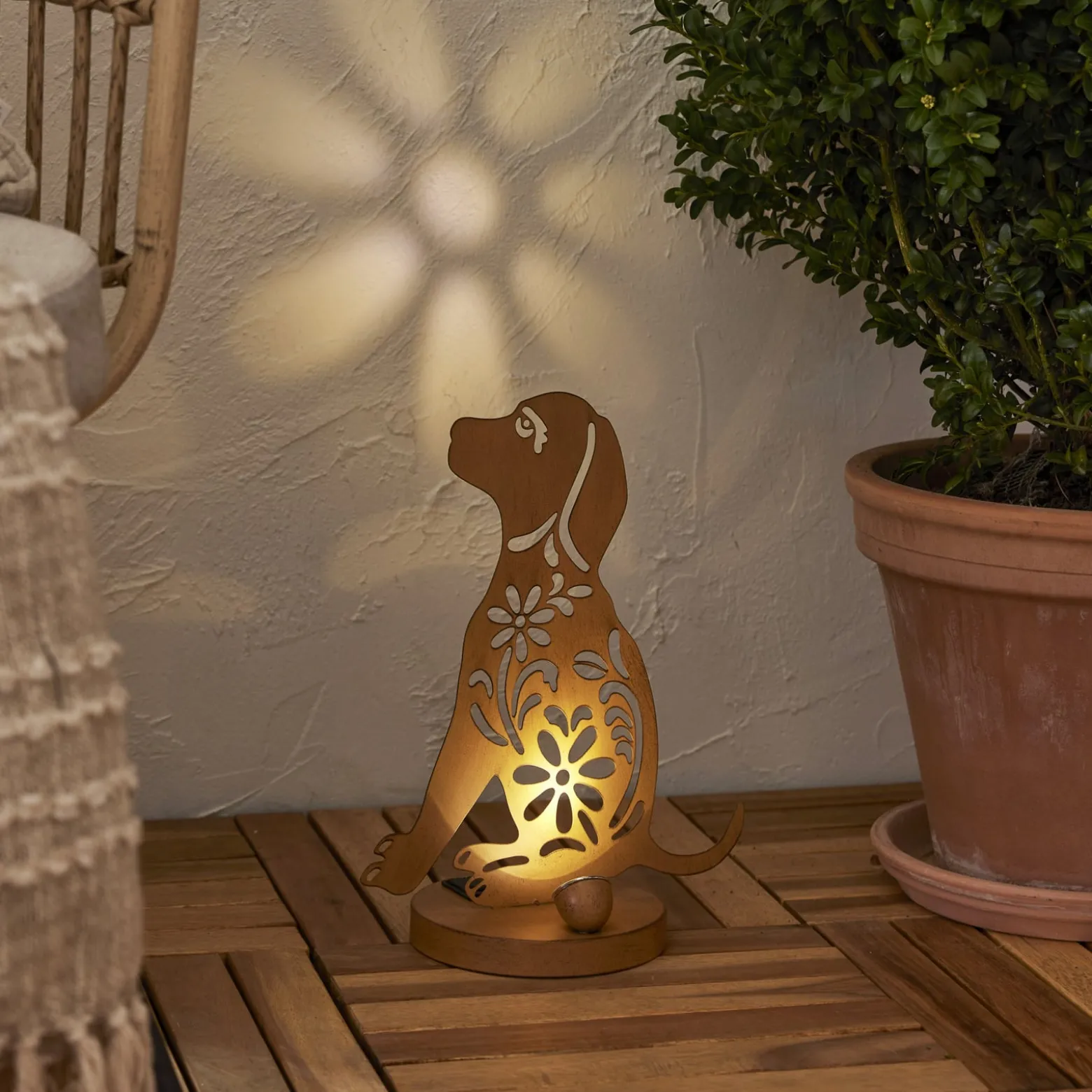 Oxidog-LED-aurinkokoristelamppu, korkeus 33 cm, ruosteenvärinen, IP44
