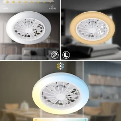 Pafo-LED-kattotuuletin, valkoinen, muovi, CCT, kaukosäädin