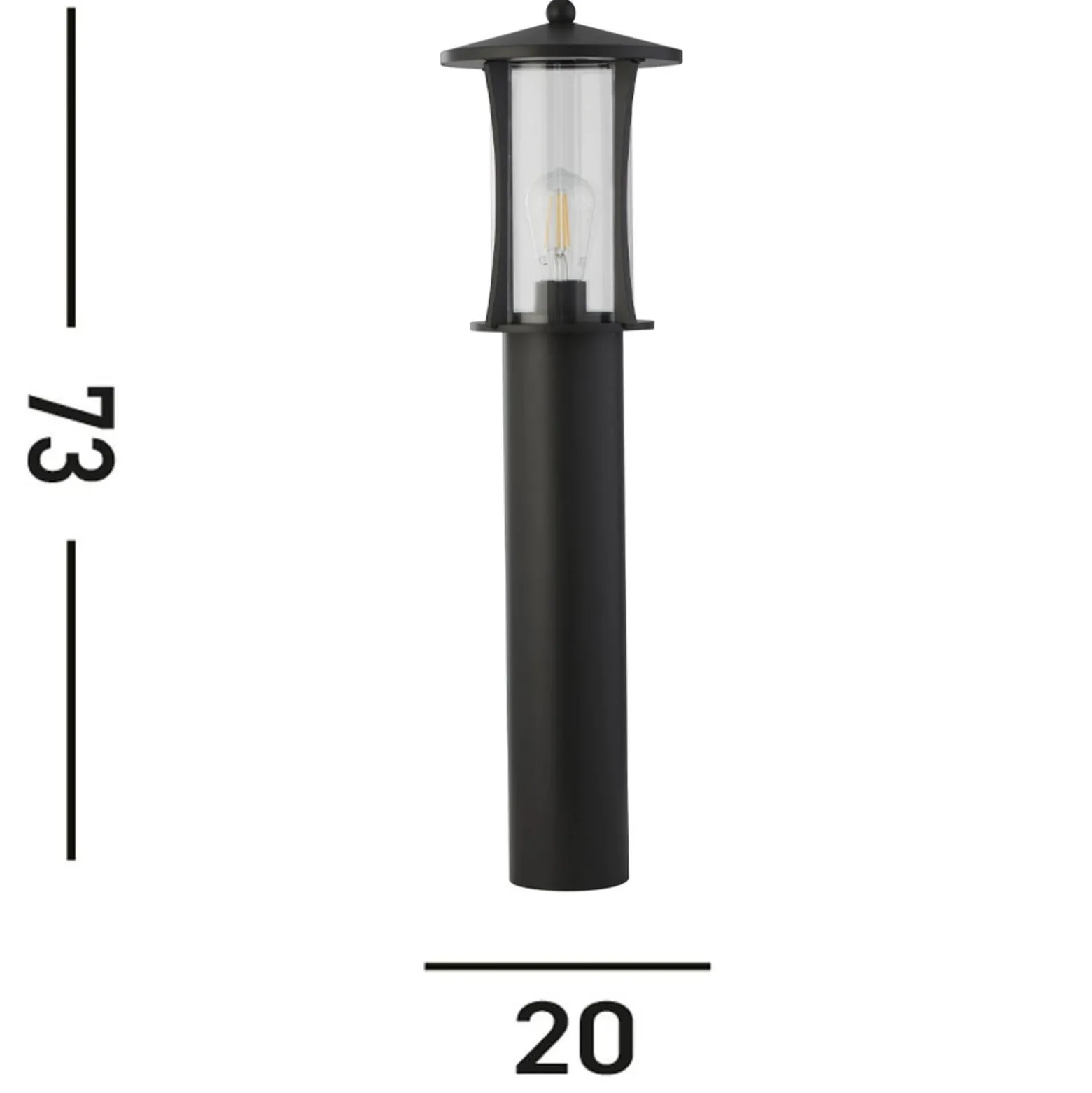 Pagoda-pollarivalaisin, IP44, musta, korkeus 73 cm, metallia