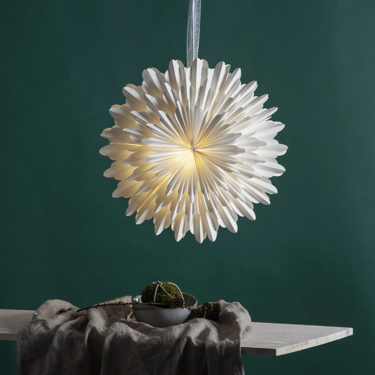 Paperitähti Snow, Ø 50 cm, valkoinen, 3-kerroksinen, paperi