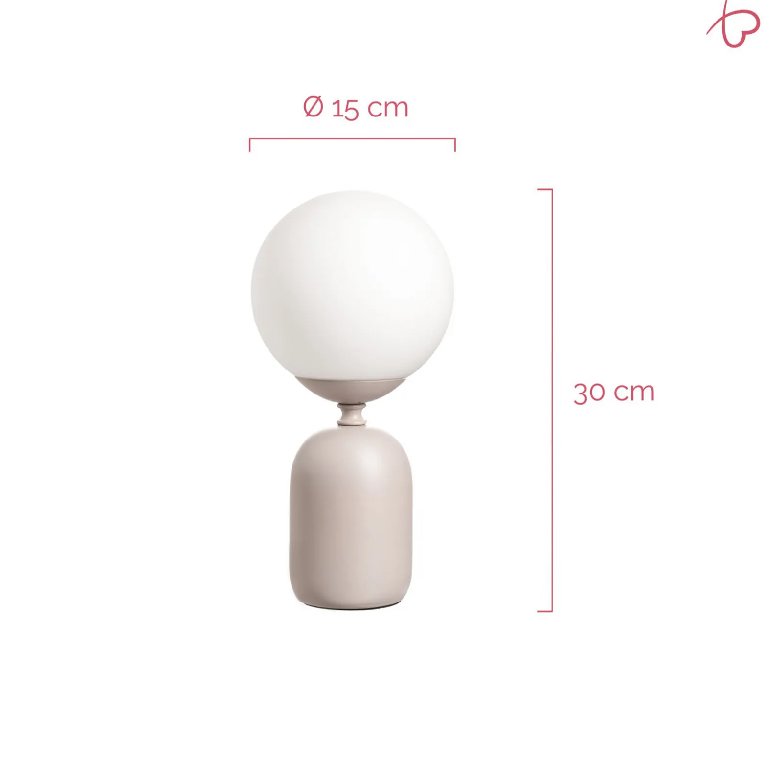 Pauleen-pöytälamppu GLOWING CHARM, harmaa, 30 cm, keramiikka/lasi