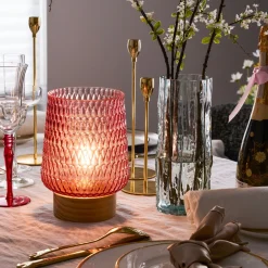 Pauleen Rose Glamour E27-LED akku, puinen jalka