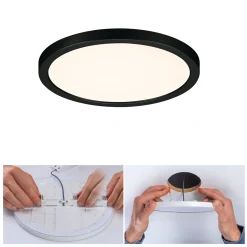 Paulmann Areo LED-paneeli pyöreä musta 3000K Ø17.5cm