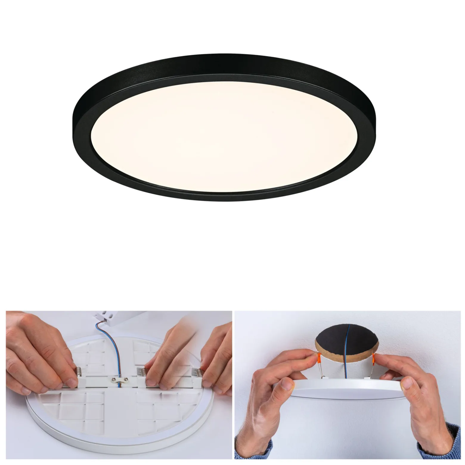 Paulmann Areo LED-paneeli pyöreä musta 3000K Ø17.5cm