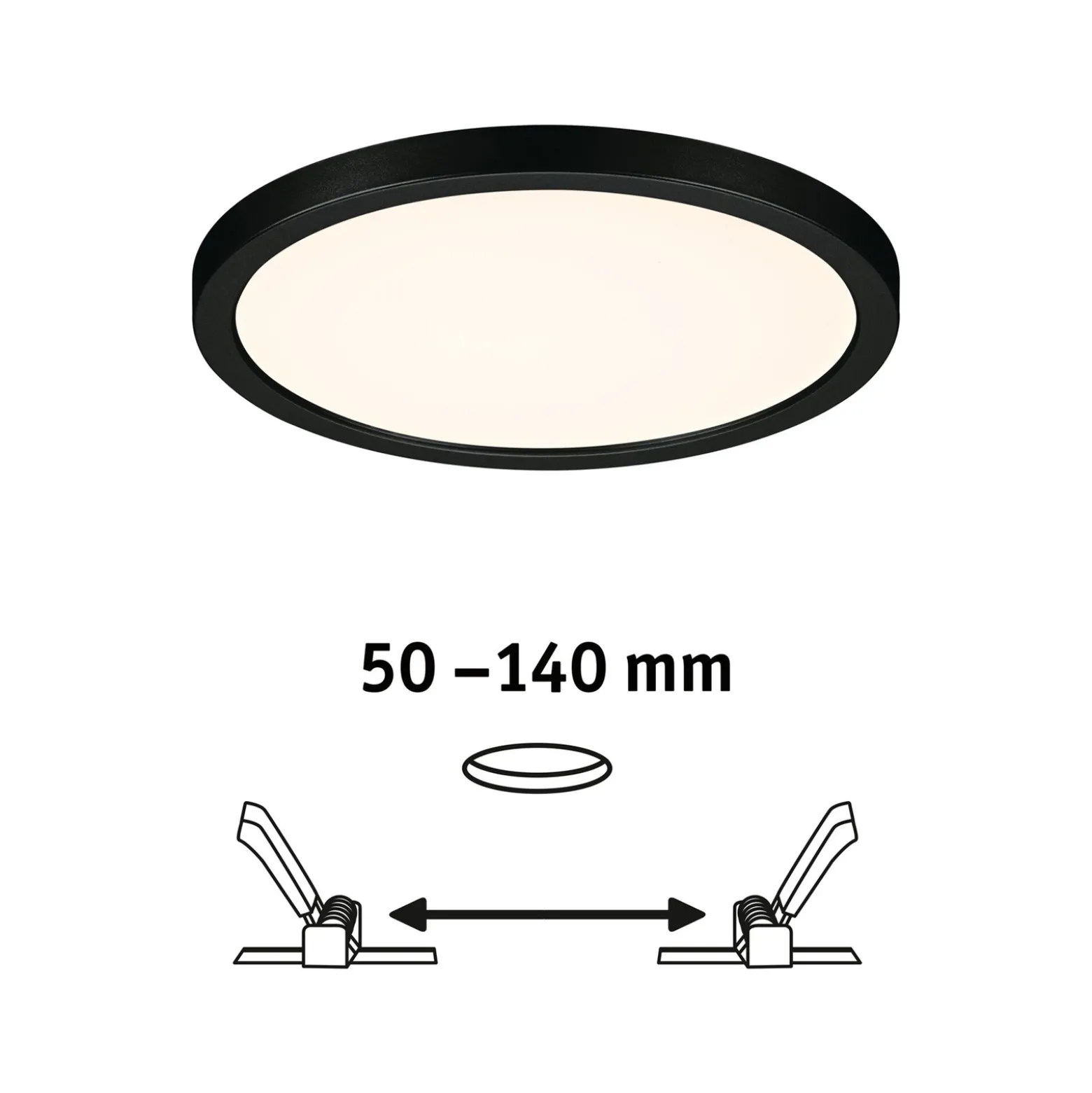 Paulmann Areo LED-paneeli pyöreä musta 3000K Ø17.5cm