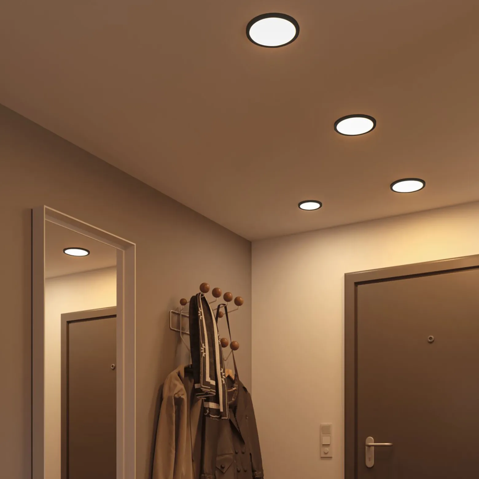 Paulmann Areo LED-paneeli pyöreä musta 3000K Ø17.5cm