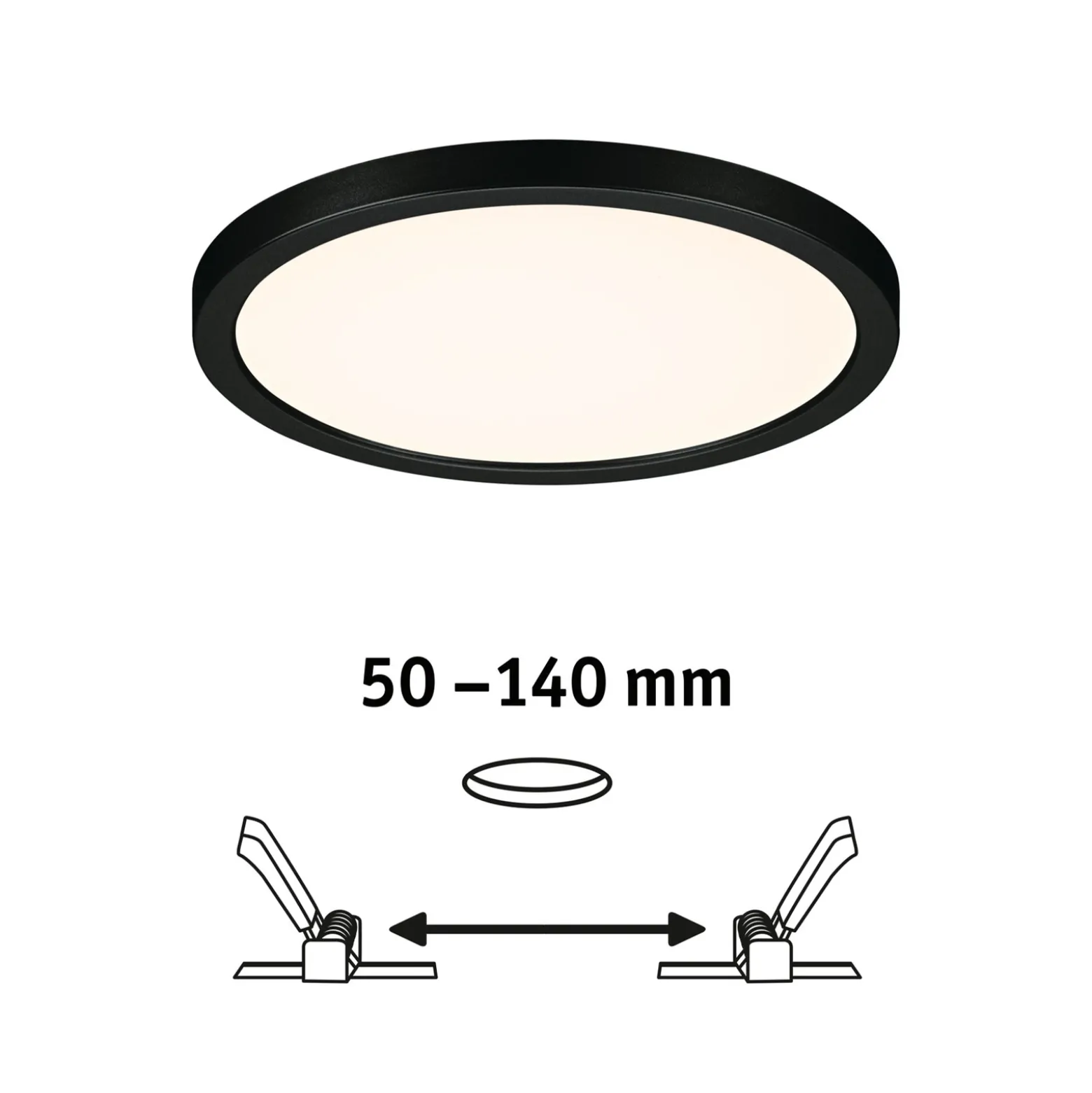 Paulmann Areo LED-paneeli pyöreä musta 3000K Ø17.5cm