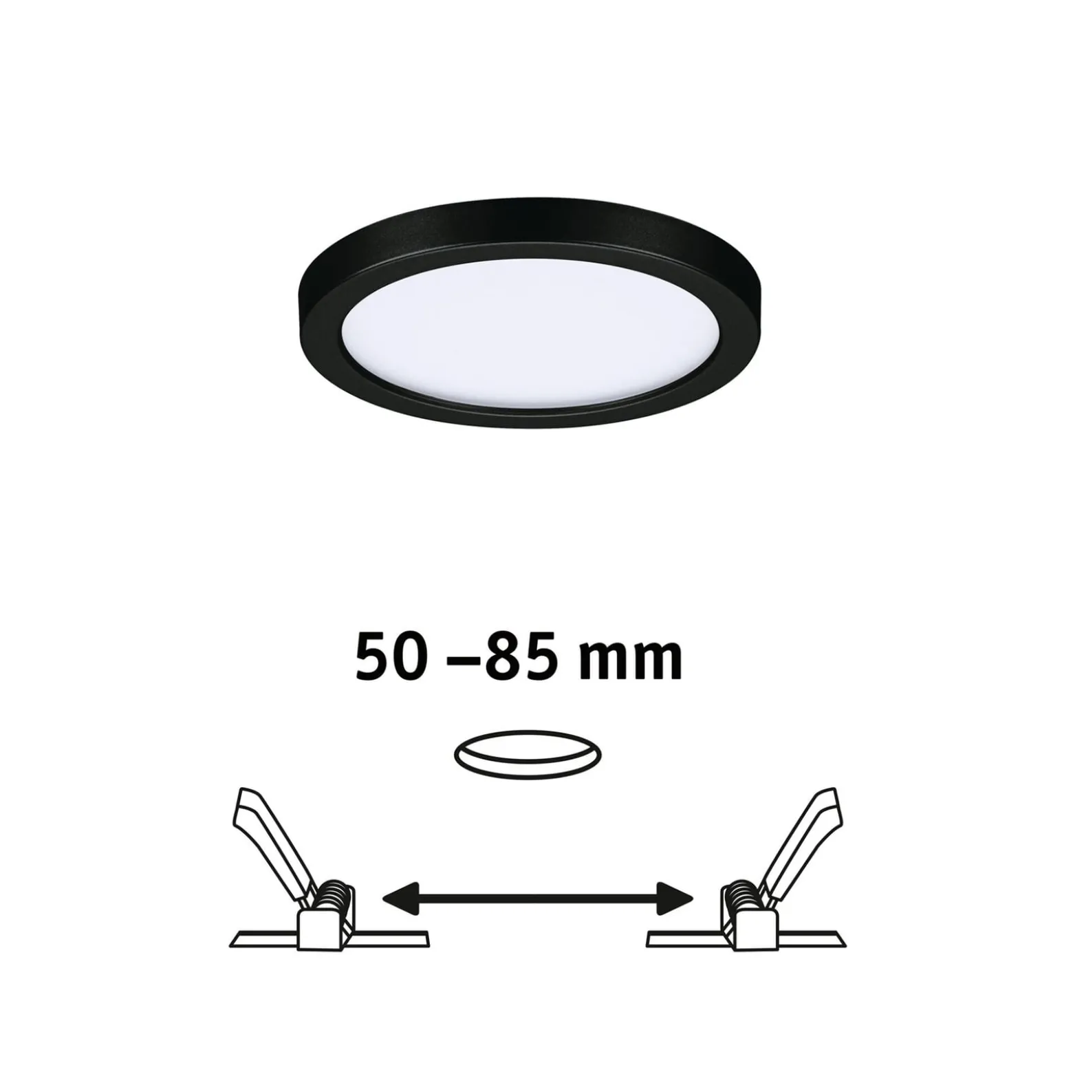 Paulmann Areo LED-paneeli pyöreä musta 3000K Ø11.8cm