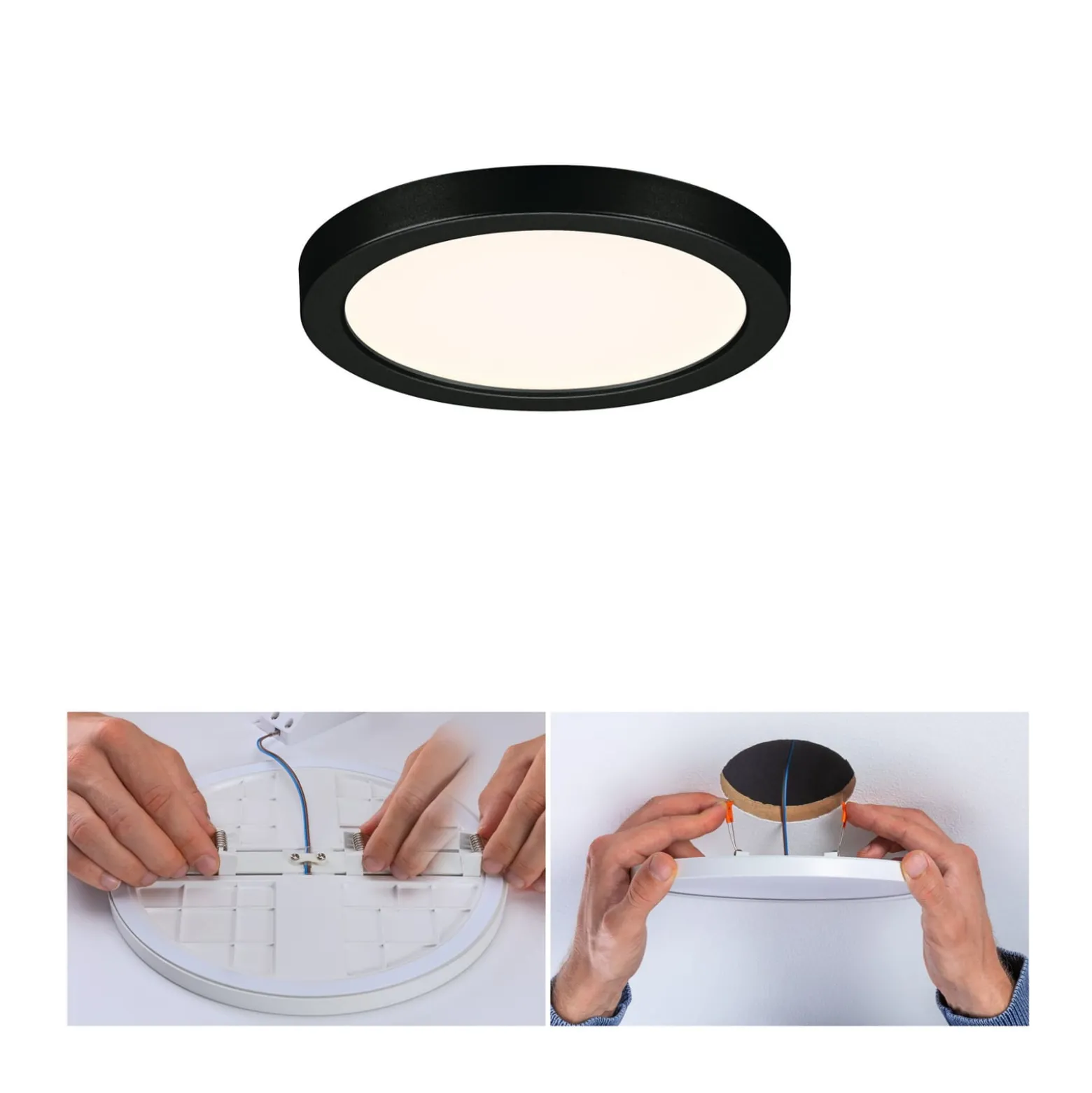 Paulmann Areo LED-paneeli pyöreä musta 3000K Ø11.8cm
