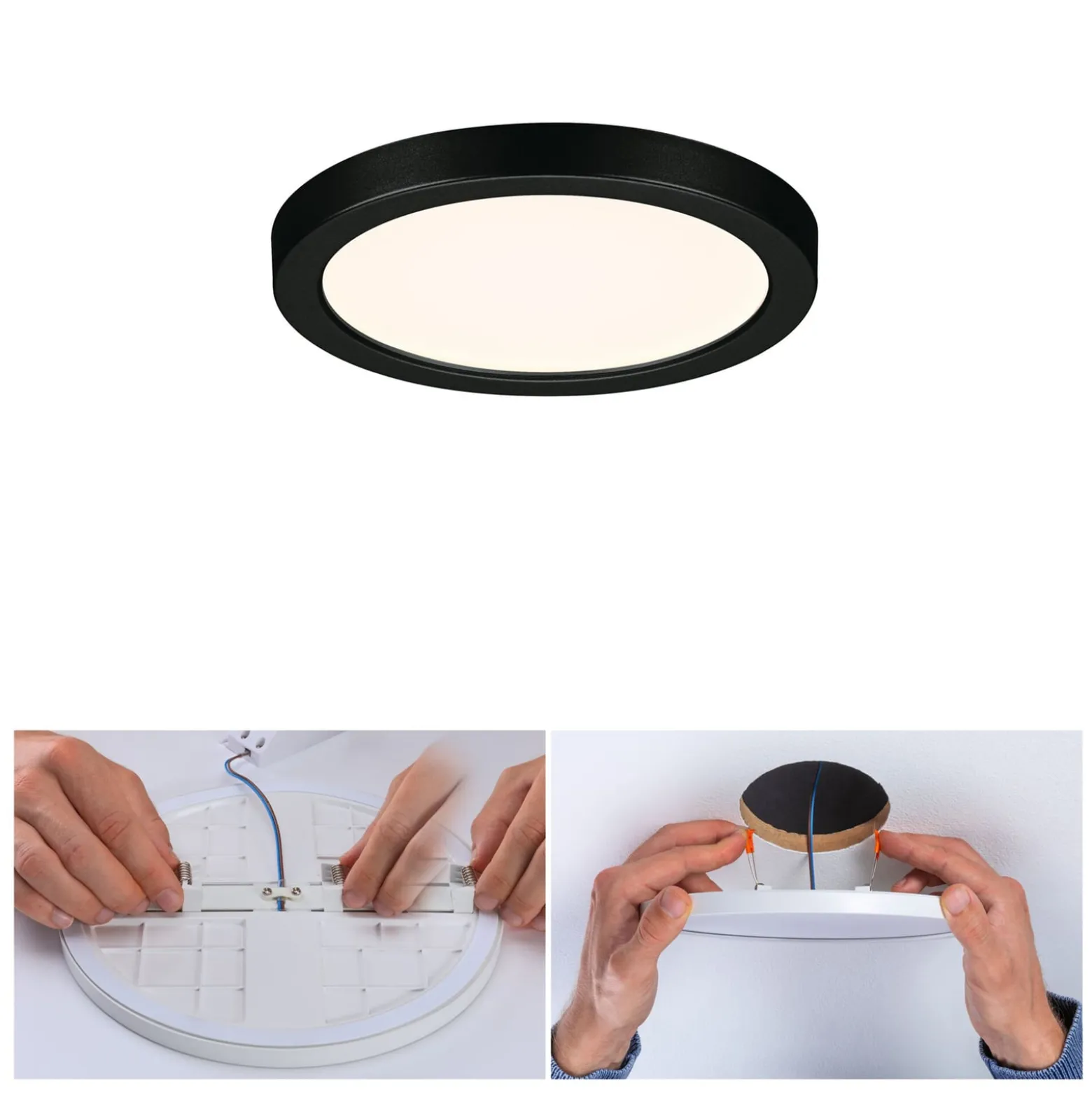 Paulmann Areo LED-paneeli pyöreä musta 3000K Ø11.8cm