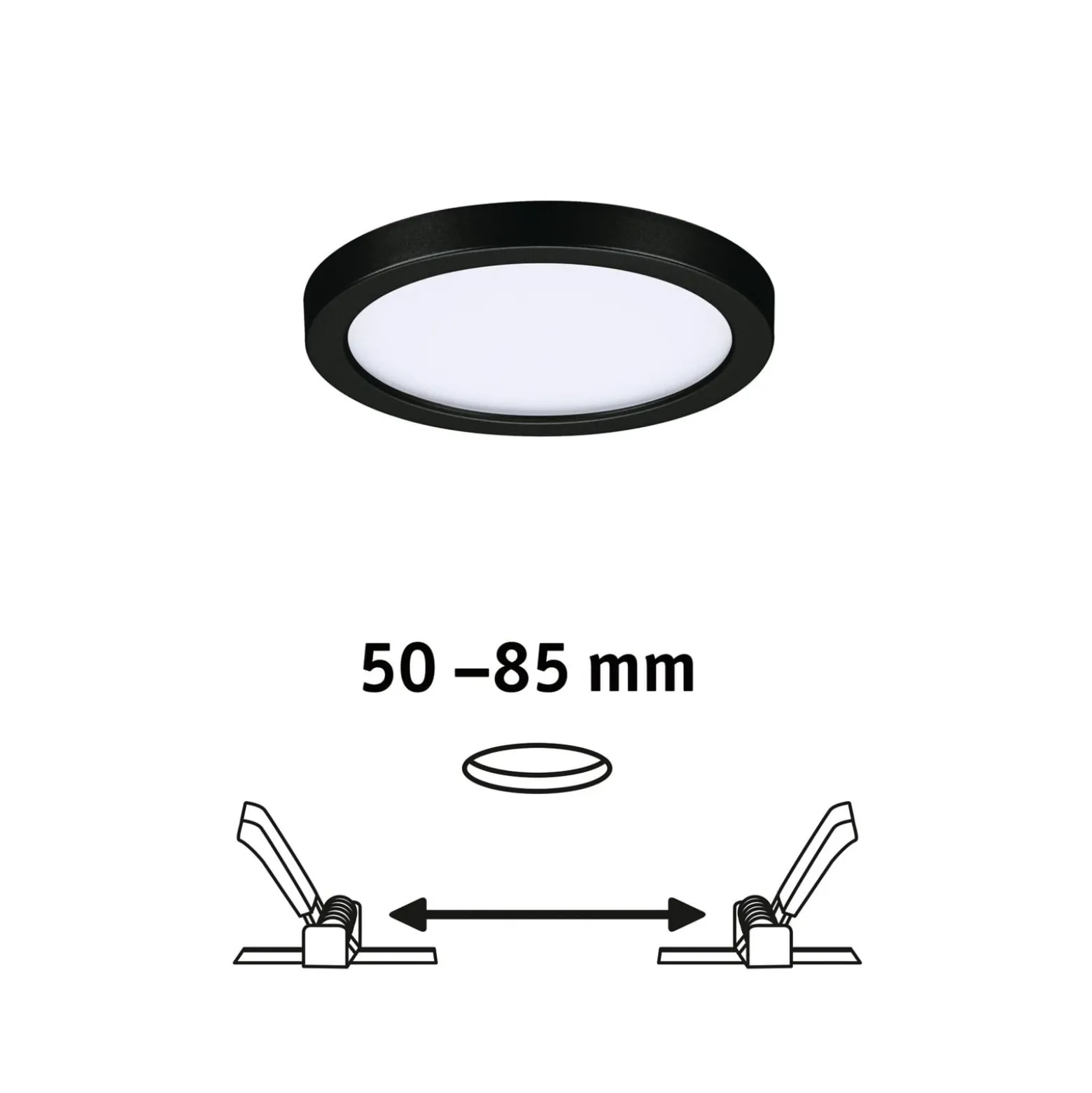 Paulmann Areo LED-paneeli pyöreä musta 3000K Ø11.8cm
