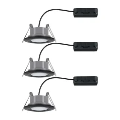 Paulmann Calla, musta, kytkettävä, kääntyvä, CCT, halkaisija 9 cm, 3 kpl:n sarja