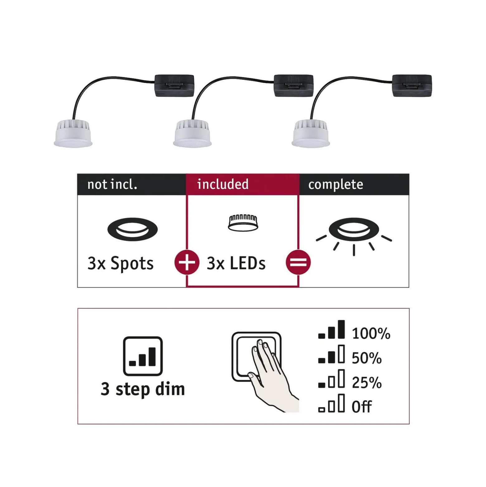 Paulmann Choose Coin LED 3-Step-dim 100° 2700K 3x