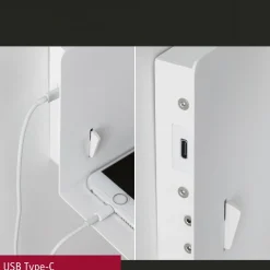 Paulmann Devara-seinälamppu, valkoinen, 40 cm E27 USB-portti