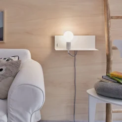 Paulmann Devara-seinälamppu, valkoinen, 40 cm E27 USB-portti