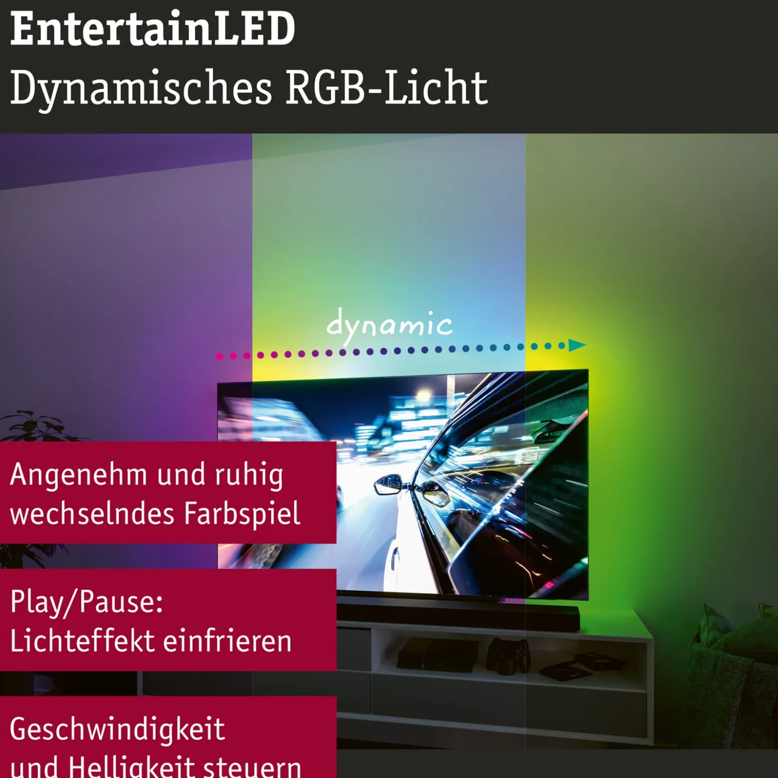 Paulmann EntertainLED LED-Strip RGB TV-sarja 75 tuumaa
