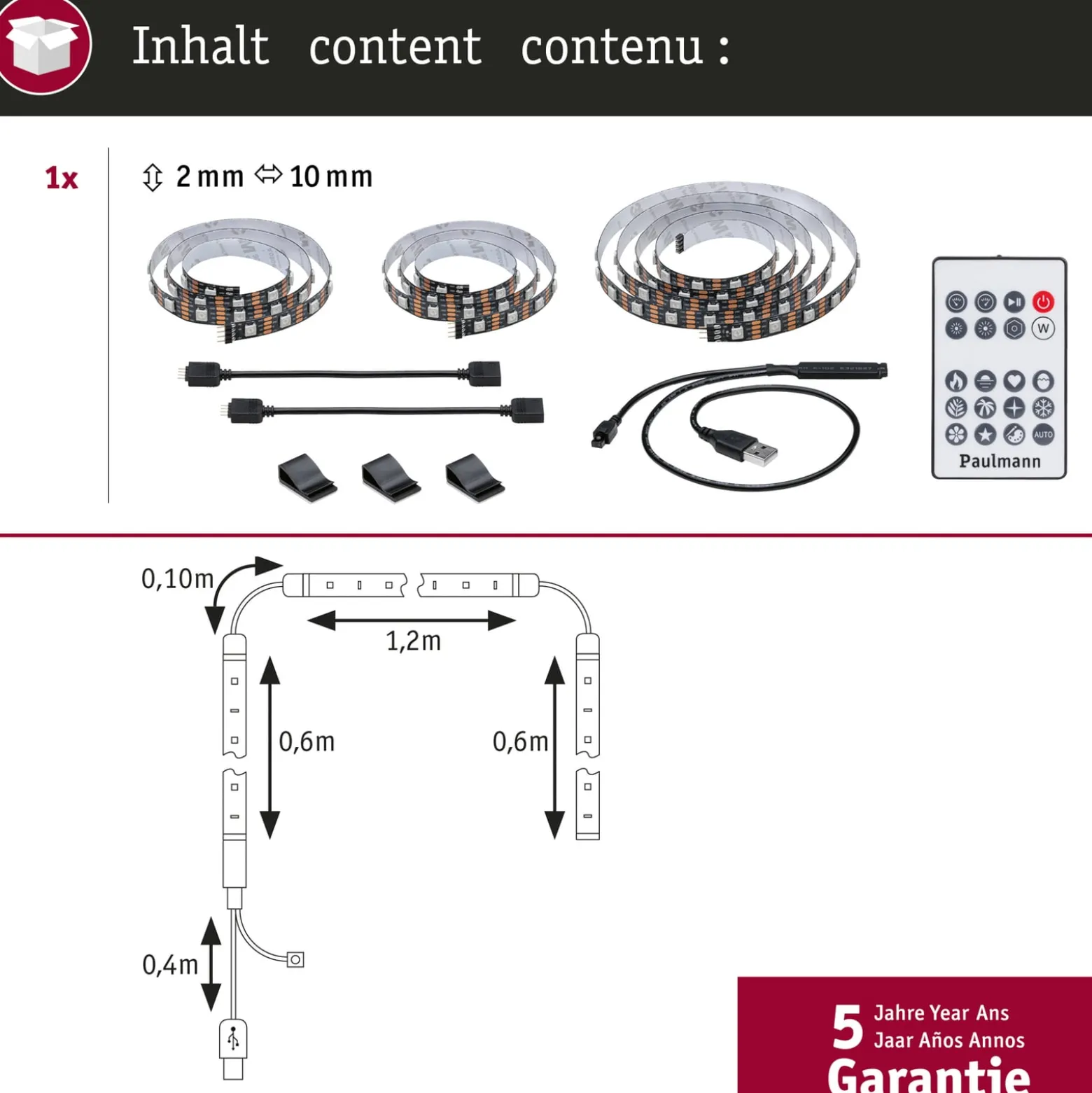 Paulmann EntertainLED LED-Strip RGB TV-sarja 65 tuumaa