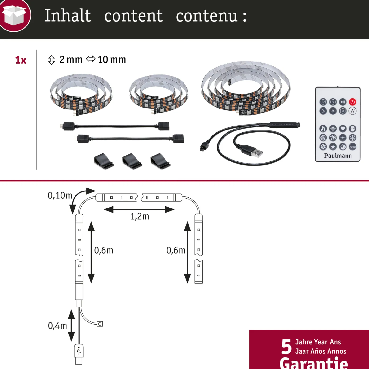 Paulmann EntertainLED LED-Strip RGB TV-sarja 65 tuumaa
