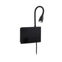 Paulmann Halina USB LED-seinävalaisin, joustava varsi, musta
