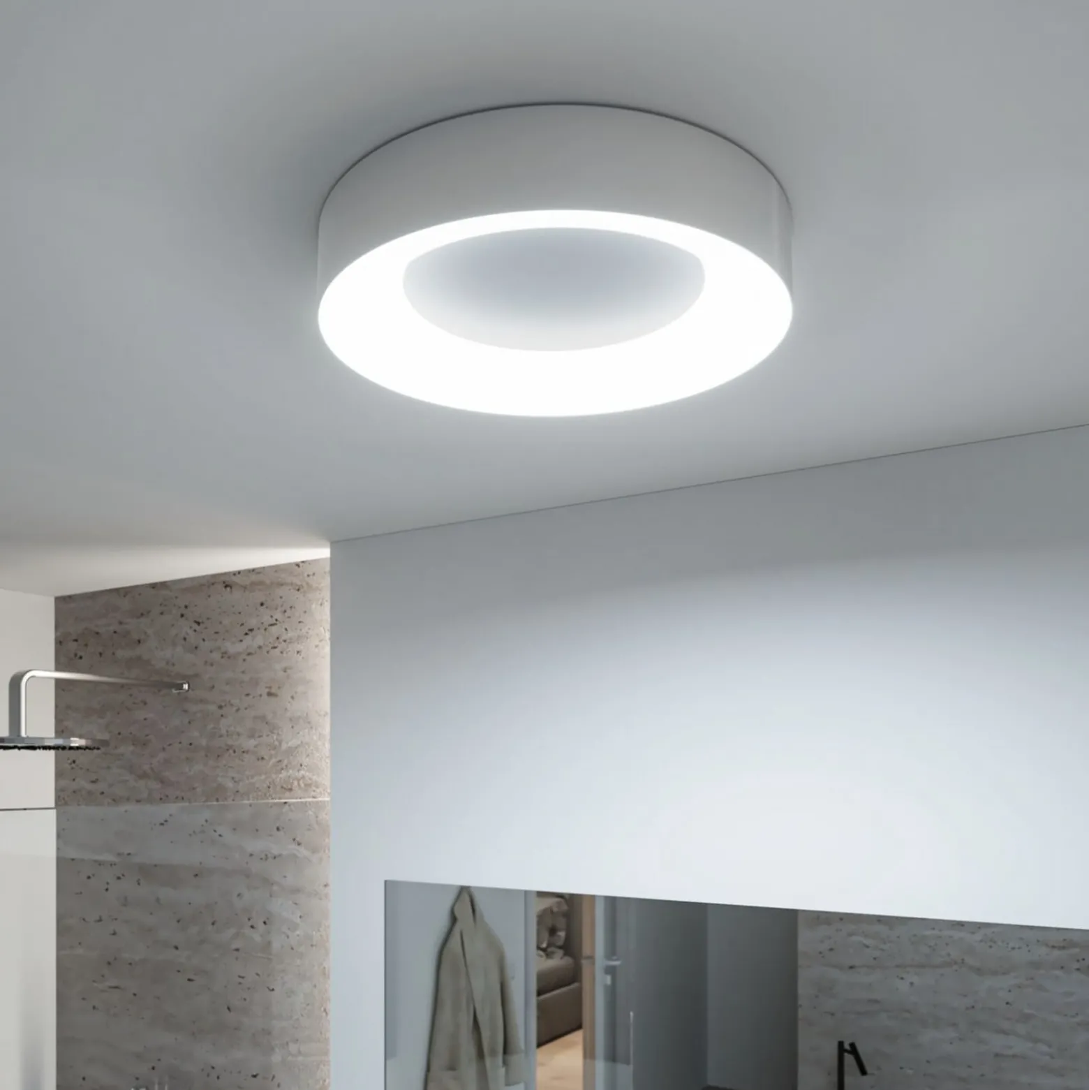 Paulmann HomeSpa Casca LED-kattovalaisin Ø40cm, valkoinen/alumiini, IP44