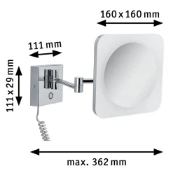 Paulmann Jora LED-meikkipeili, IP44, kytkimellä, hopea
