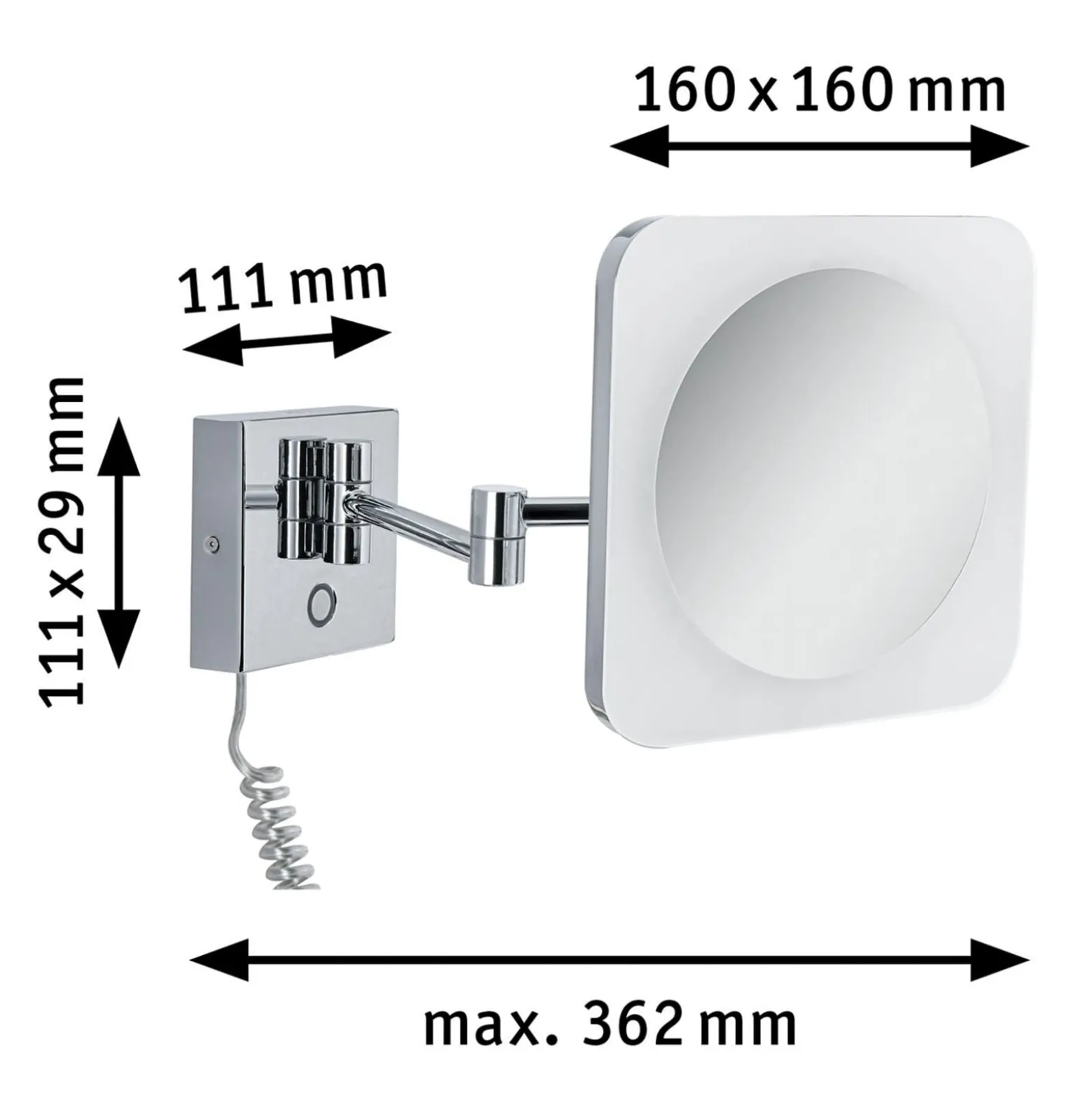 Paulmann Jora LED-meikkipeili, IP44, kytkimellä, hopea