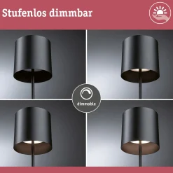 Paulmann LED-akkupöytälamppu Tuni, musta, muovi, IP44