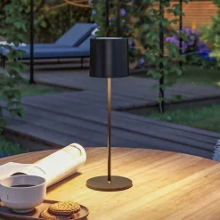 Paulmann LED-akkupöytälamppu Tuni, musta, muovi, IP44