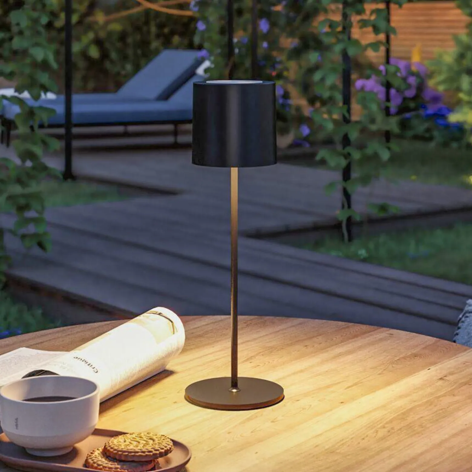 Paulmann LED-akkupöytälamppu Tuni, musta, muovi, IP44
