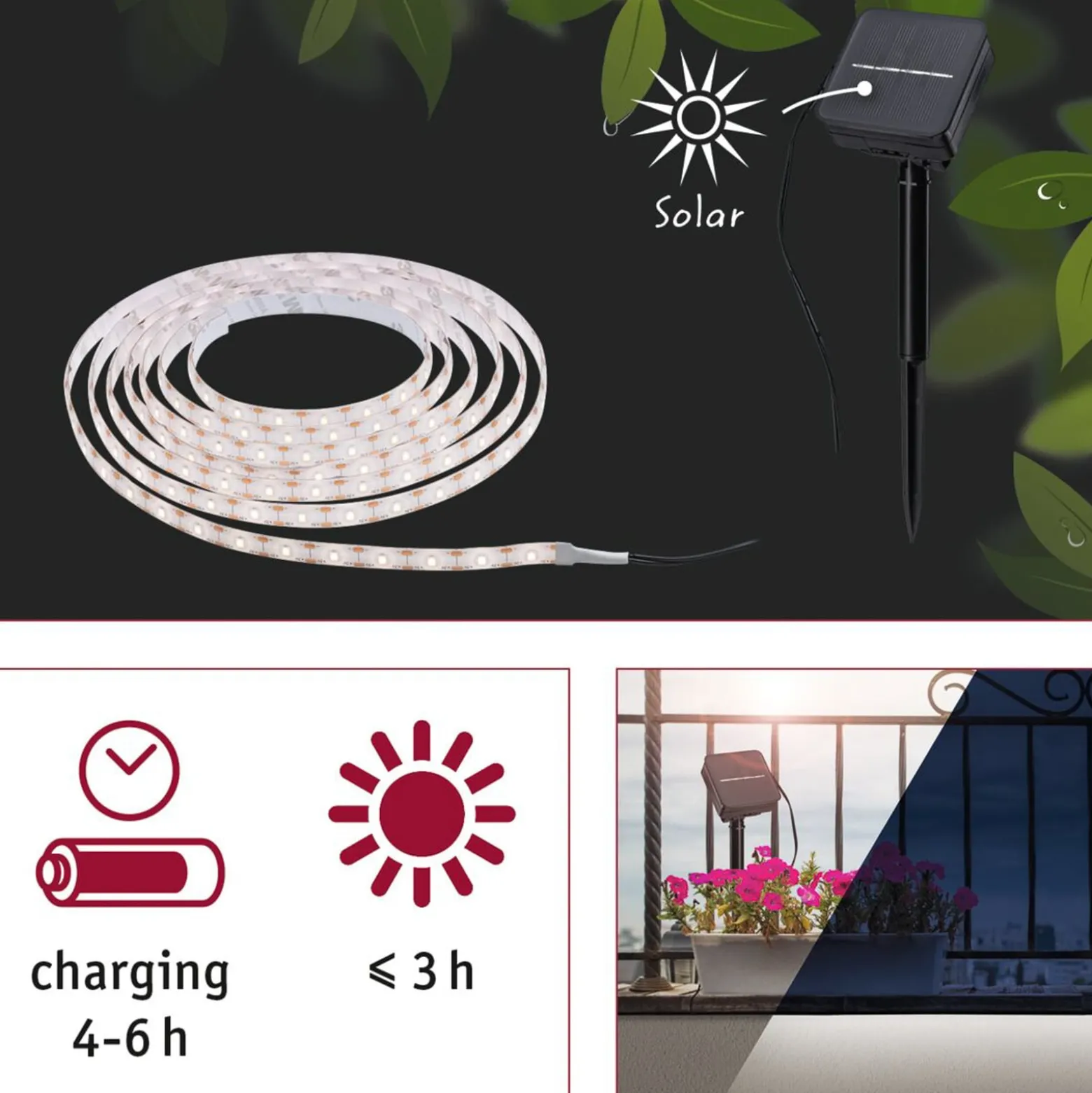 Paulmann 78896 -LED-aurinkovalonauha 3 m valkoinen
