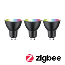 Paulmann LED GU10 4,8W 350lm Zigbee musta 3 kpl