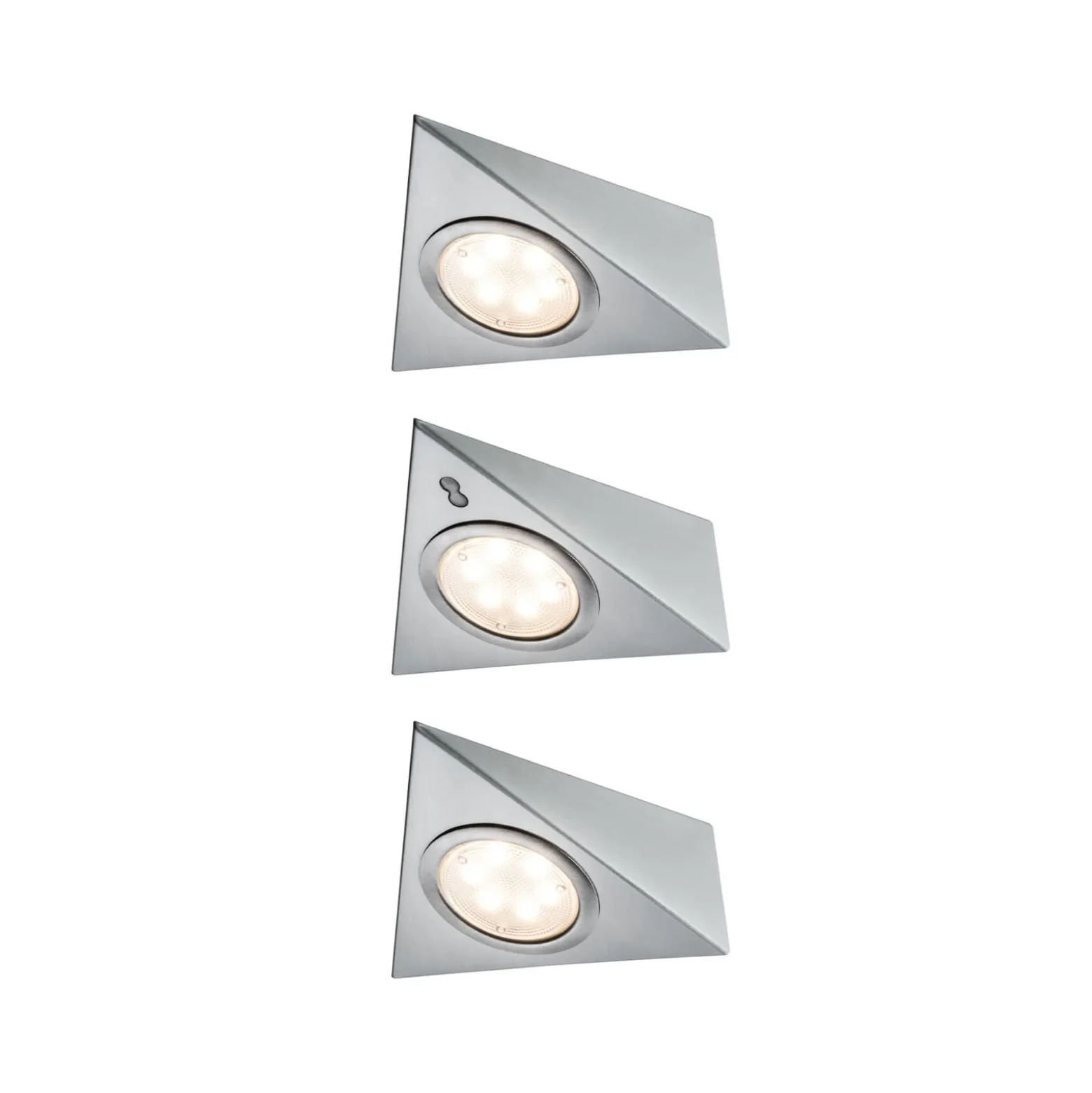 Paulmann LED-kaapinalusvalaisin, kolmionmuotoinen, rauta, liiketunnistin, 3 kpl