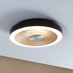 Paulmann LED-kattovalaisin Volea musta/kulta Ø 32 cm IP44 himmennettävä
