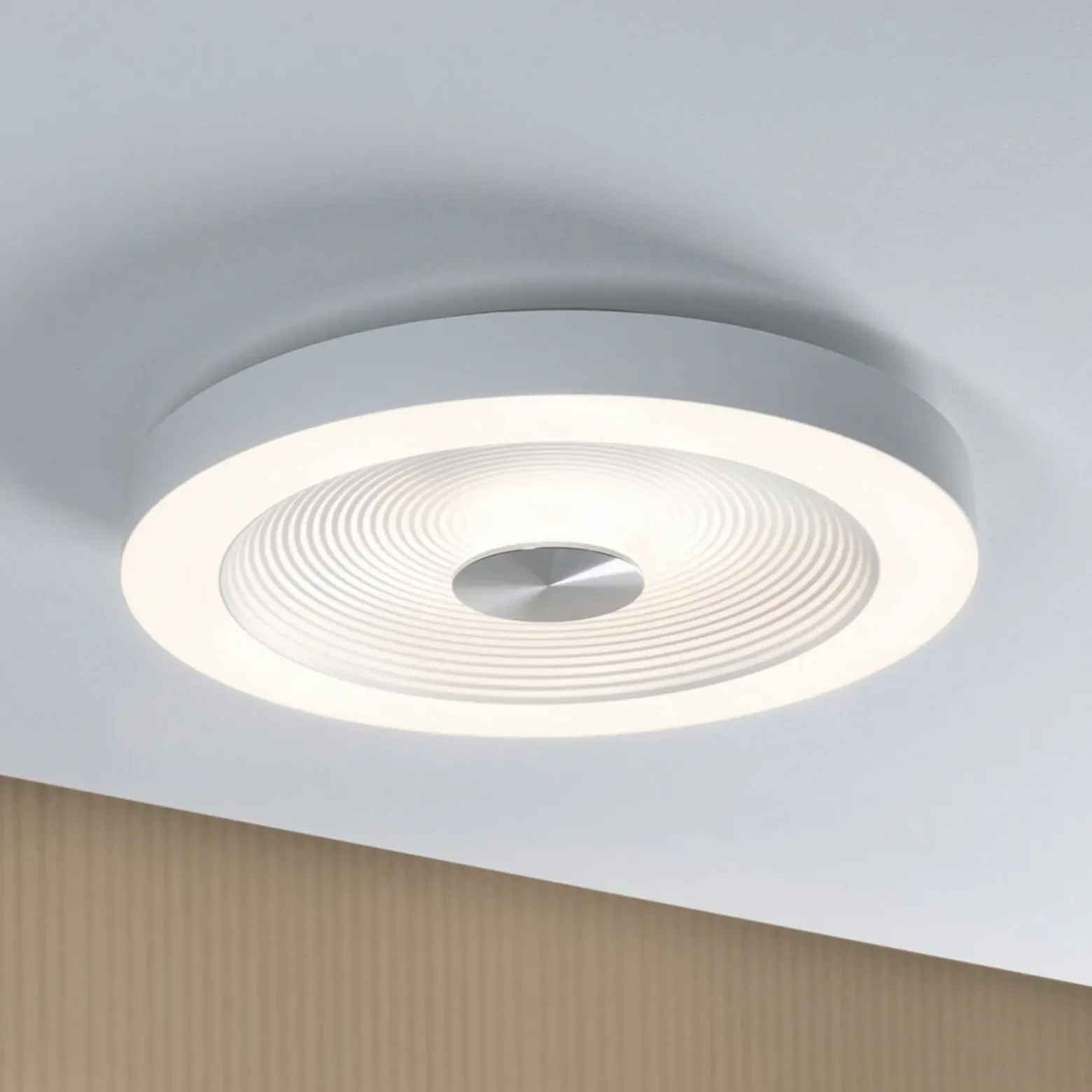 Paulmann LED-kattovalaisin Volea, valkoinen/hopea Ø 40 cm IP44 himmennettävä