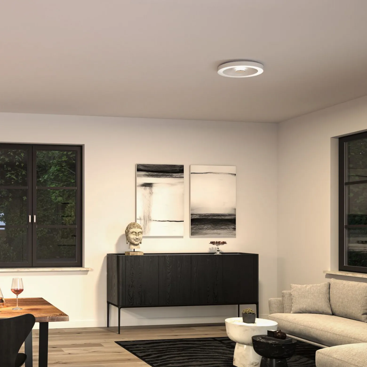 Paulmann LED-kattovalaisin Volea, valkoinen/hopea Ø 40 cm IP44 himmennettävä