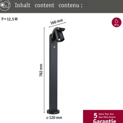 Paulmann LED-pylväsvalaisin Cuff, alumiini, anturi, antrasiitti