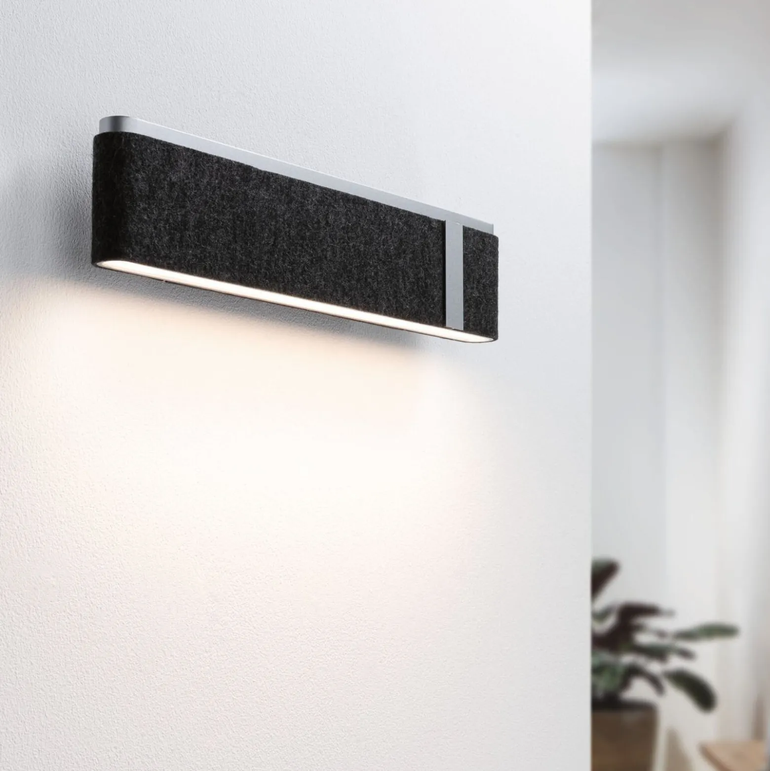 Paulmann LED-seinävalaisin Jagun, antrasiitti, huopa, 3-vaiheinen himmennin