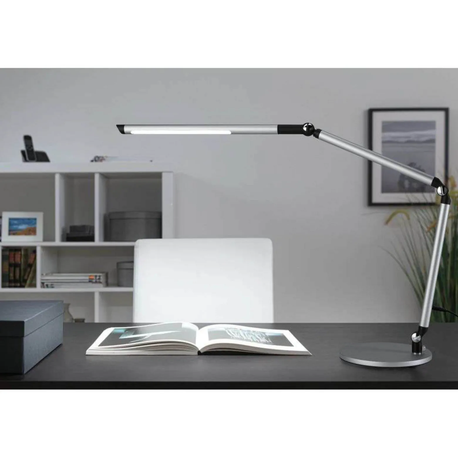 Paulmann LED-työpöytälamppu FlexBar, hopea, 36 cm, CCT