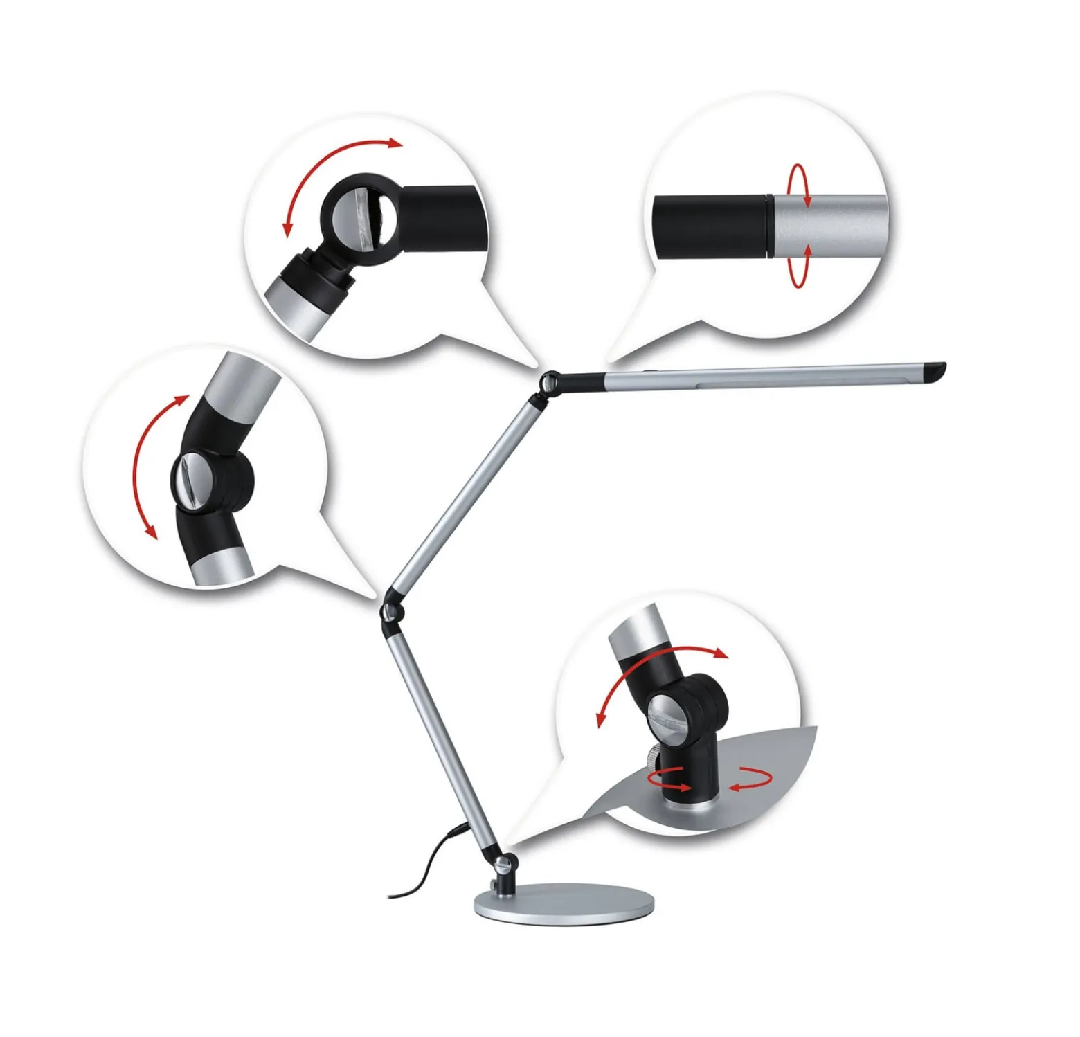 Paulmann LED-työpöytälamppu FlexBar, hopea, 36 cm, CCT