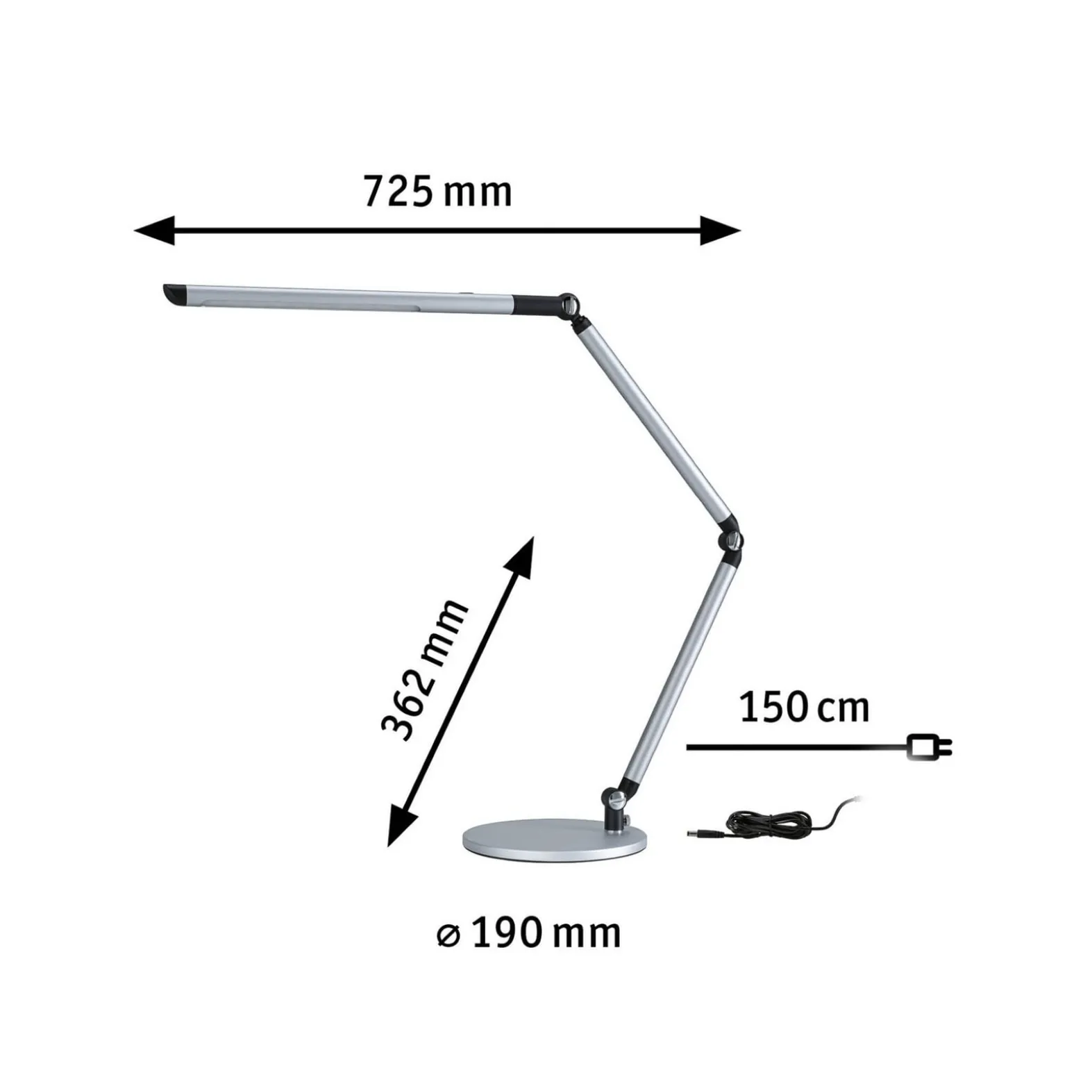 Paulmann LED-työpöytälamppu FlexBar, hopea, 36 cm, CCT