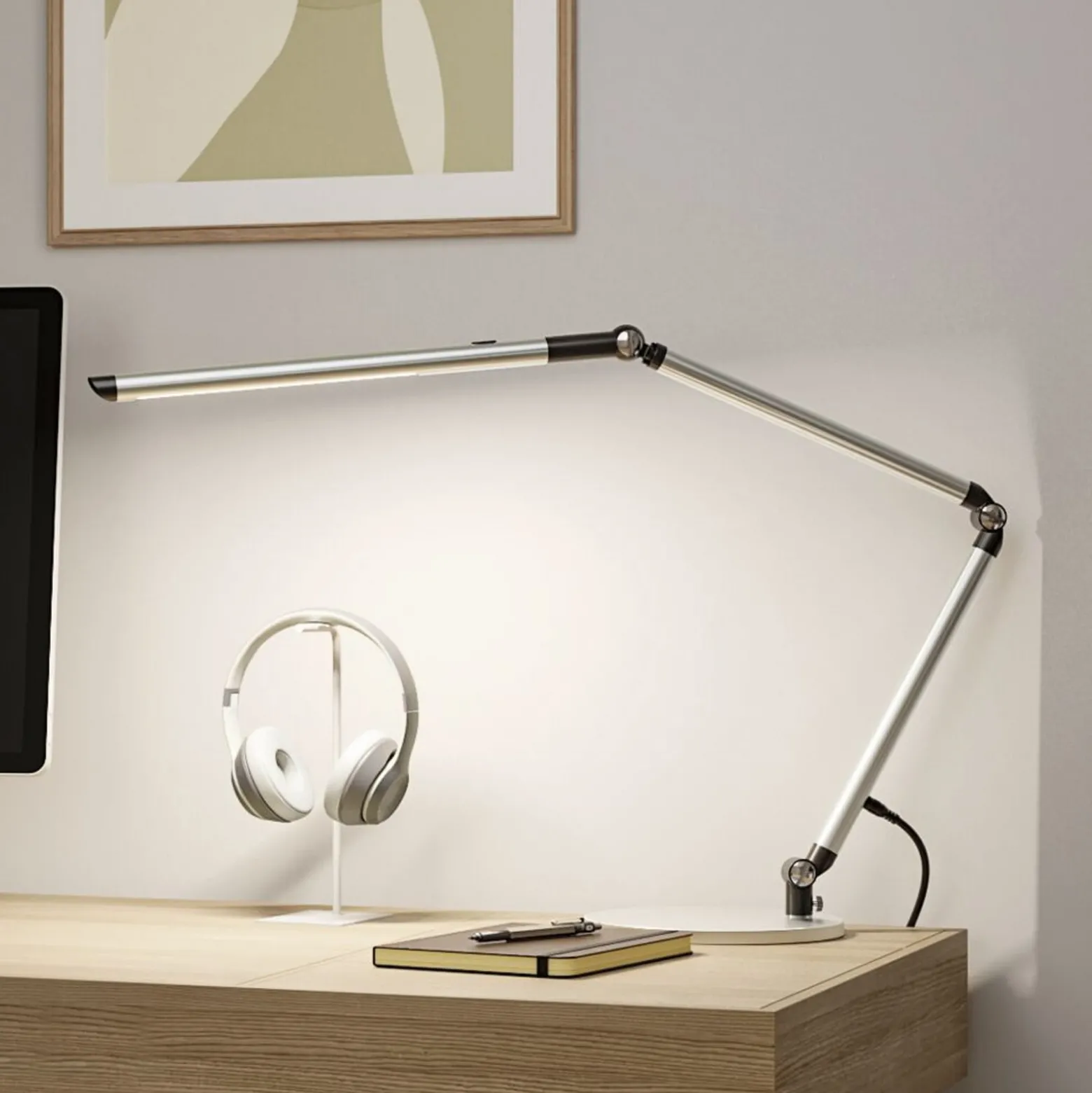 Paulmann LED-työpöytälamppu FlexBar, hopea, 36 cm, CCT