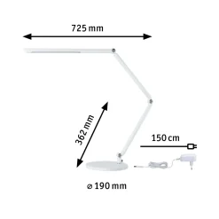 Paulmann LED-työpöytälamppu FlexBar, valkoinen, 36 cm, CCT