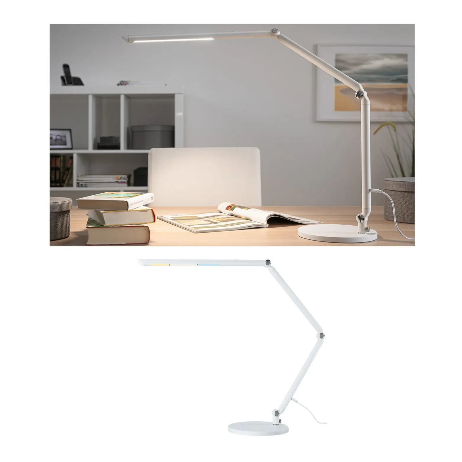 Paulmann LED-työpöytälamppu FlexBar, valkoinen, 36 cm, CCT