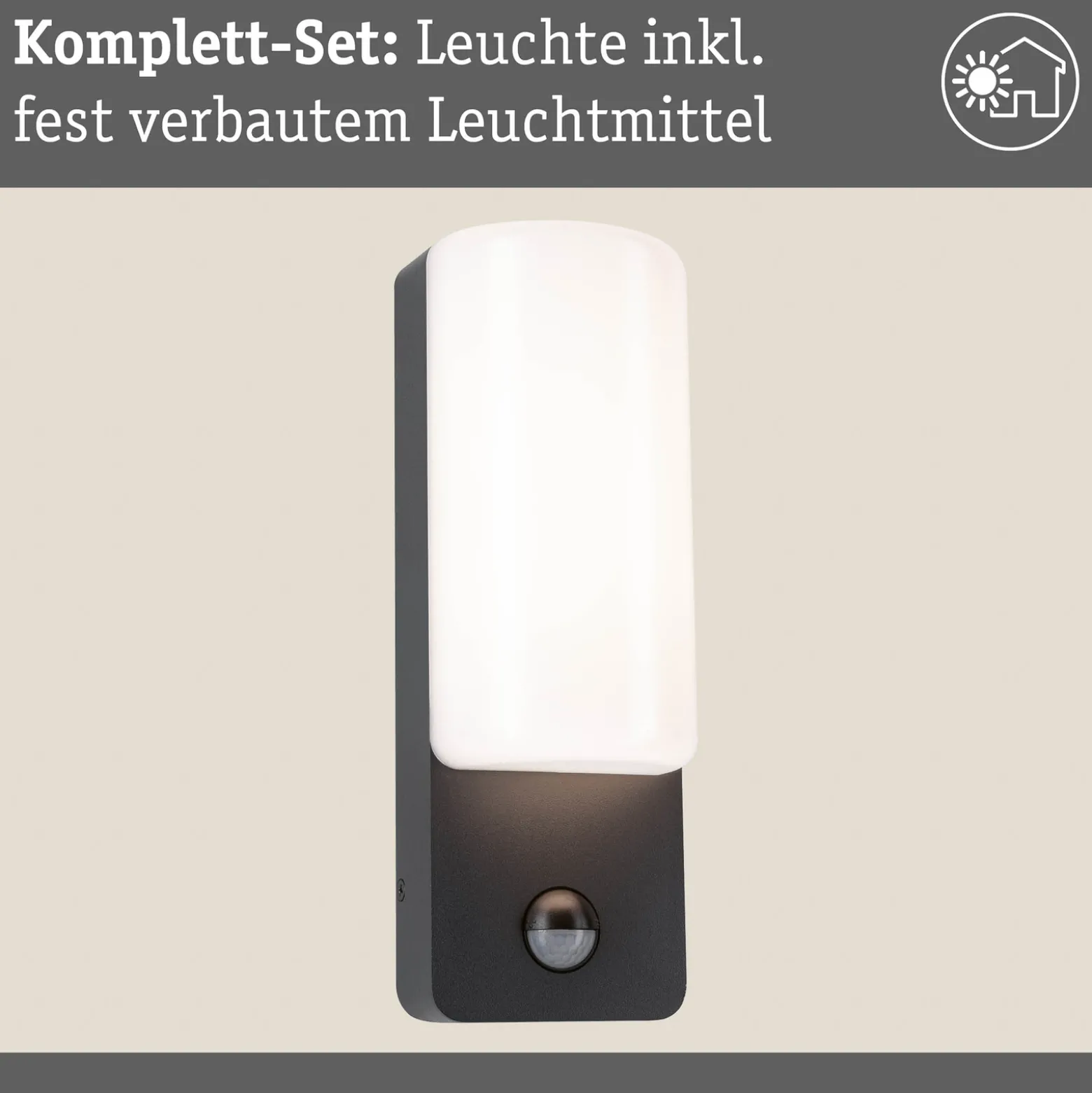 Paulmann LED-ulkoseinälamppu Bonnie, alumiini, antrasiitti, anturi