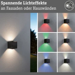 Paulmann LED-ulkoseinälamppu Cybo, RGBW, 10 cm, antrasiitti