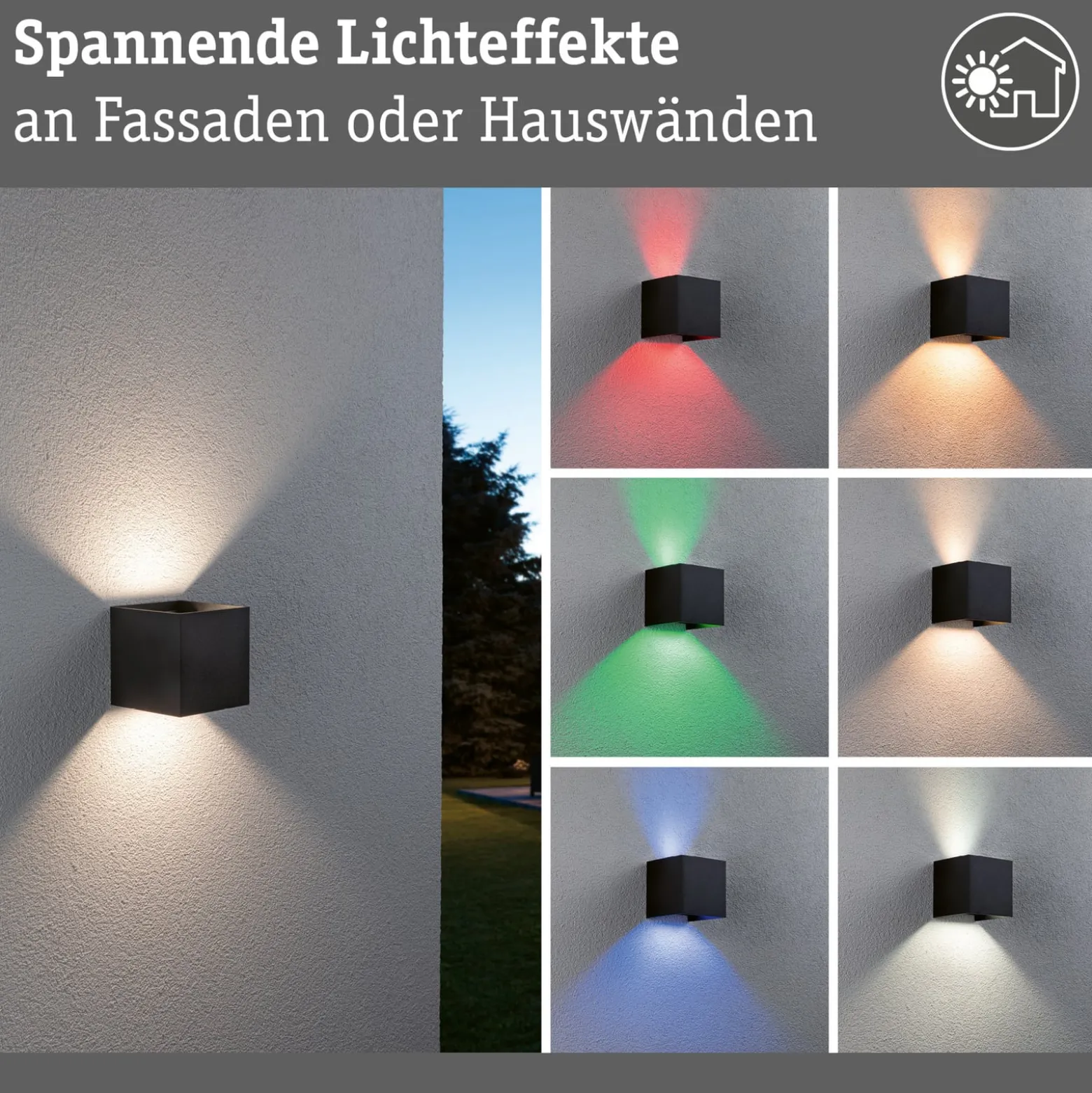 Paulmann LED-ulkoseinälamppu Cybo, RGBW, 10 cm, antrasiitti