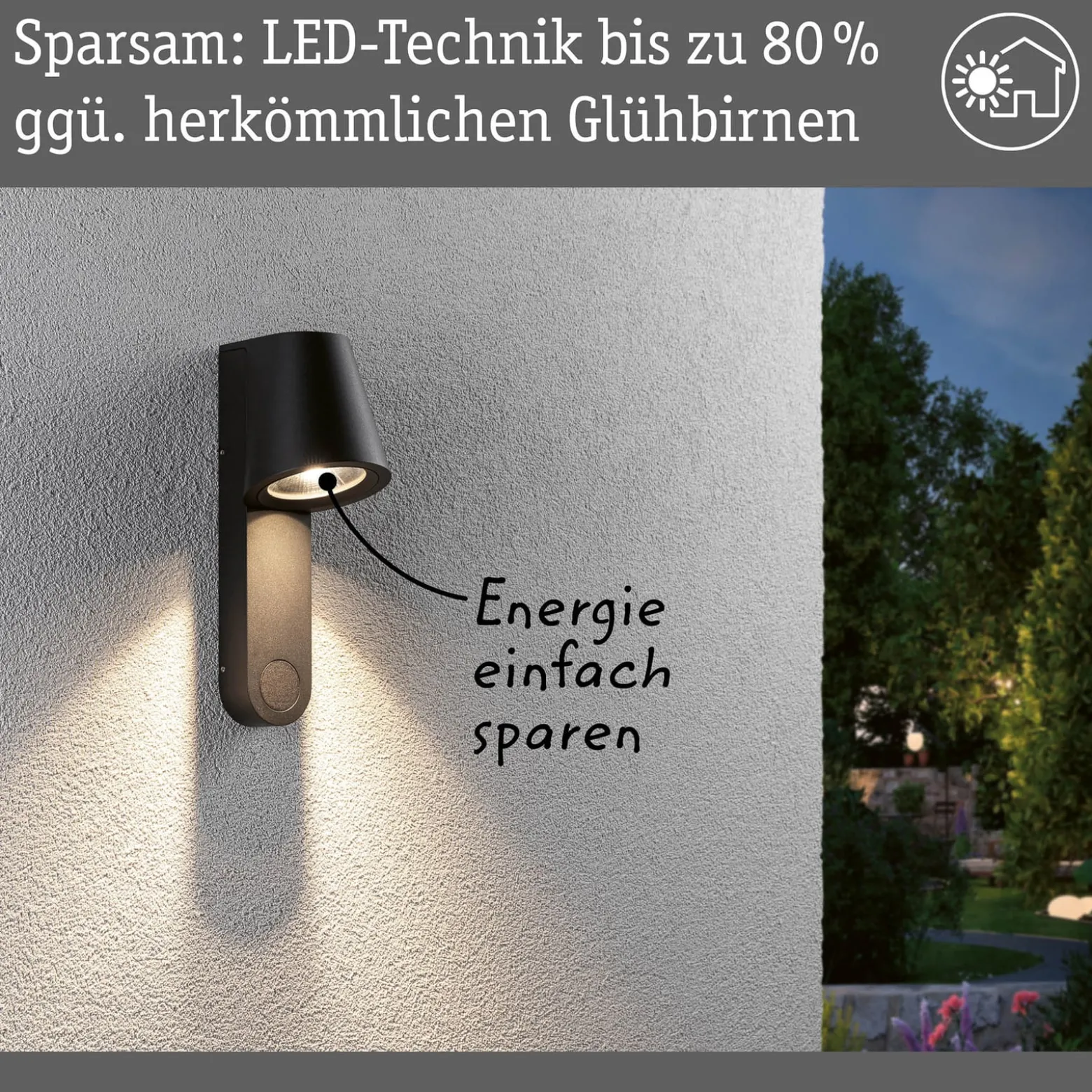 Paulmann LED-ulkoseinävalaisin Caissa, alumiini, anturi