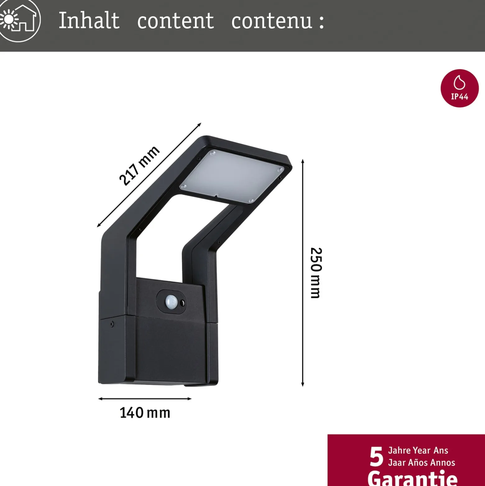 Paulmann LED-ulkoseinävalaisin Juntea, alumiini, antrasiitti, tunnistin