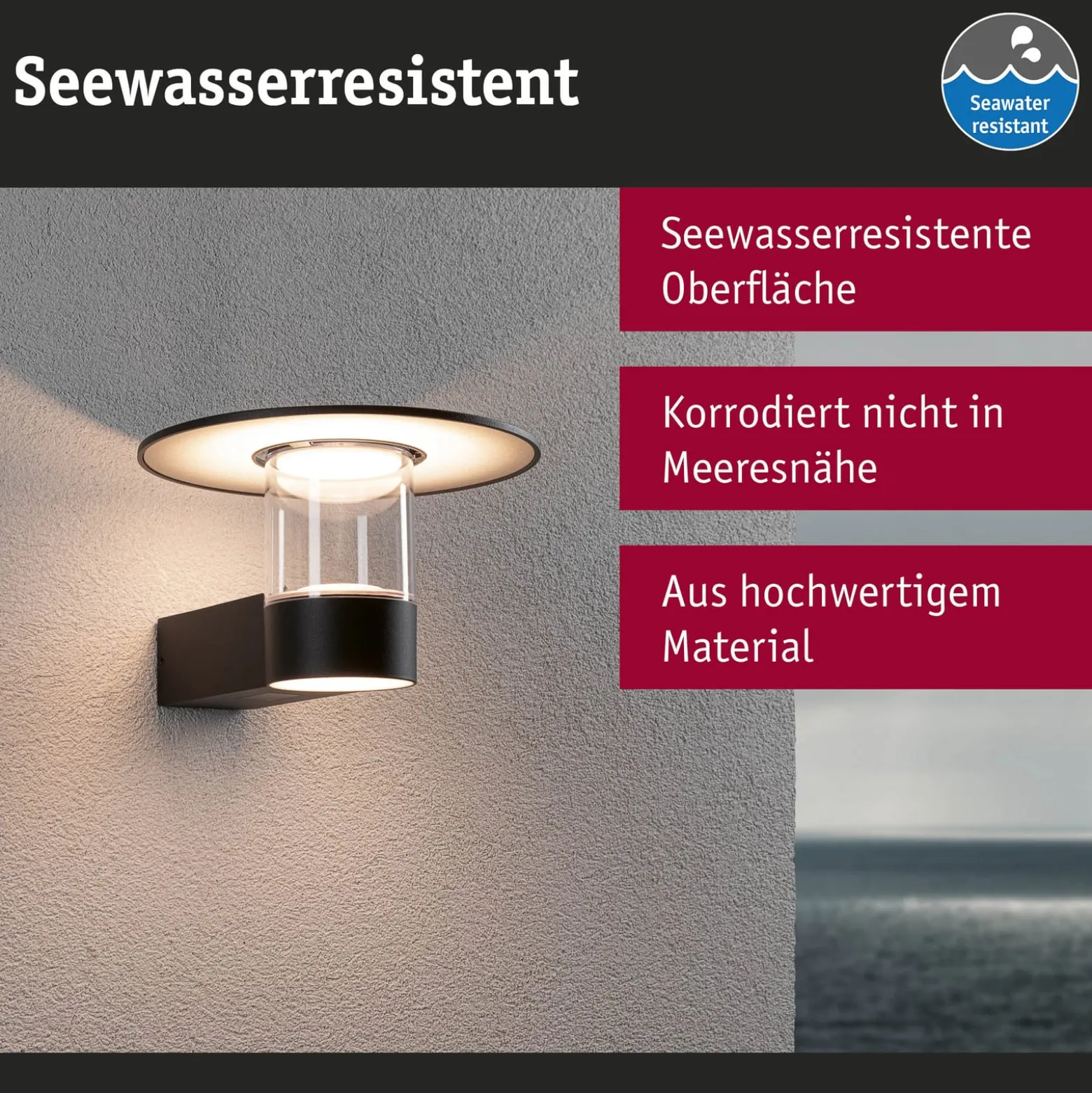 Paulmann LED-ulkoseinävalaisin Sienna, alumiini, anturi