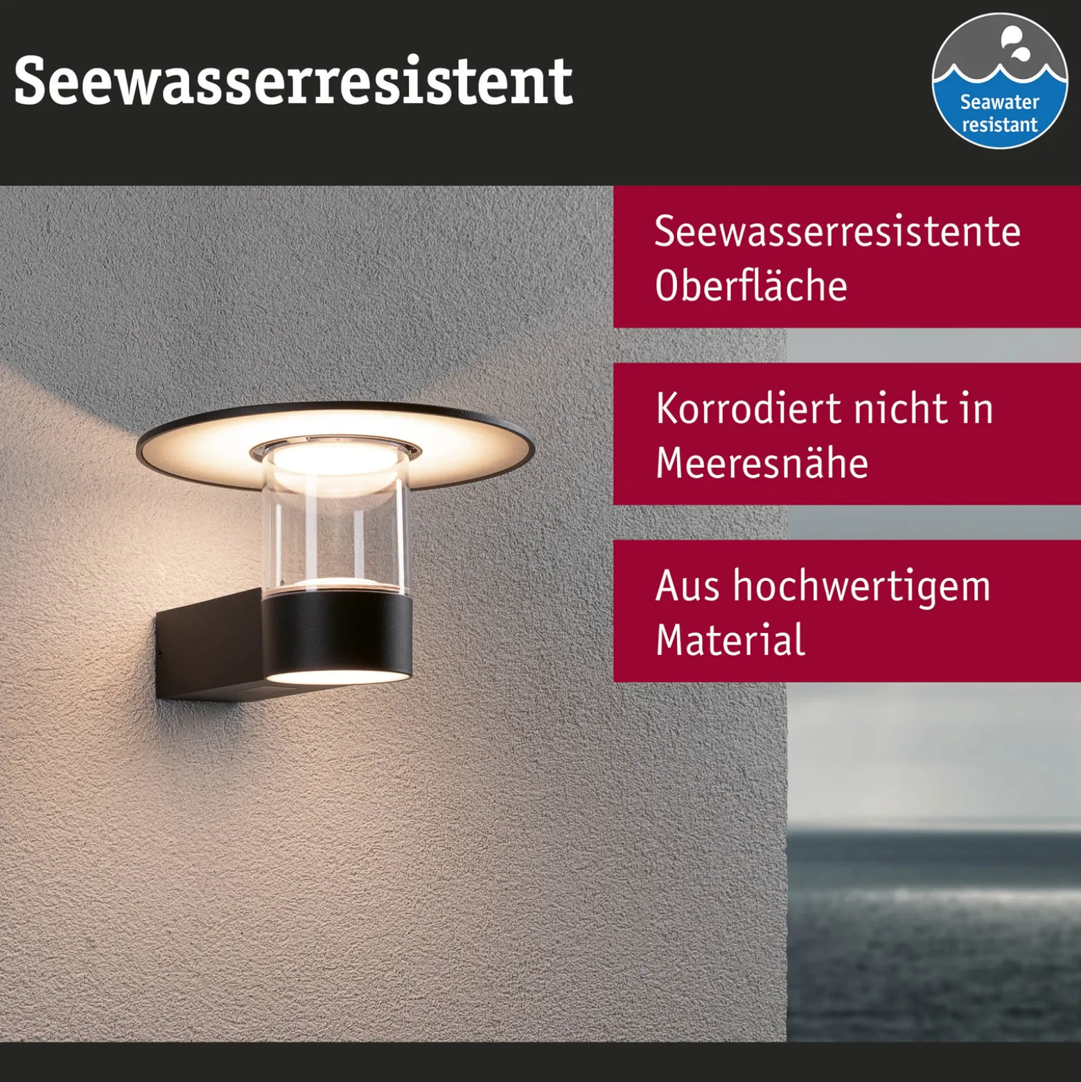 Paulmann LED-ulkoseinävalaisin Sienna, alumiini, anturi